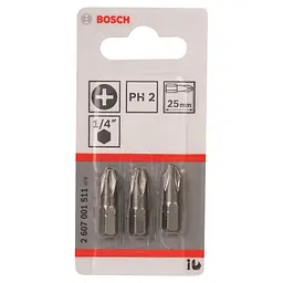 Набір біт Bosch Extra-Hart PH2, 25 мм 3 шт. (2.607.001.511) - мініатюра 1
