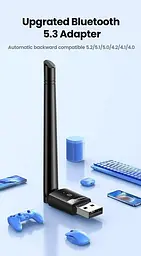 USB Bluetooth-адаптер Ugreen Bluetooth 5.3 передатчик для компьютера ноутбука Black (15610) - мініатюра 8