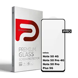 Захисне скло на Infinix Note 50 4G/Note 50 Pro 4G/Note 50 Pro Plus 5G з олеофобним покриттям, Pro, повне проклеювання, антистатичний і пиловідштовхуючий шар, 9H, самоклеючеся, 2.5D, на весь екран, антистатичний клей, ArmorStandart (ARM84722)