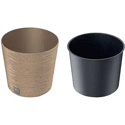 Горщик для квітів Prosperplast Furu Eco Wood з вкладкою 18 л бежевий (57499-4665) - мініатюра 2
