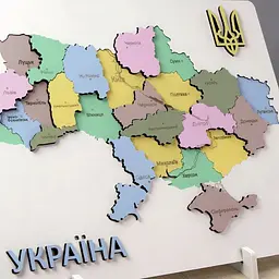 Набір картина 3D Rosa Talent Мапа України 3D пастельні кольори МДФ 24 5х18 5 см  - мініатюра 2