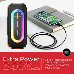 Акустична система 1.0 Energizer 20Вт Bluetooth 5.2/MicroSD/USB/AUX/FM,IPX65, 360° Sound чорна - мініатюра 6