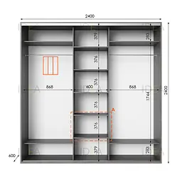 Шафа-купе Idea серія 2 240 x 60 x 240 см Венге темний Дзеркало - мініатюра 2