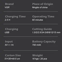 Машинка для стрижки водонепроникна VGR V-910 700 mAh (9 насадок) - мініатюра 9