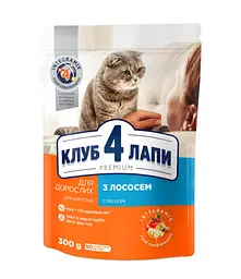 Сухий корм для дорослих котів CLUB 4 PAWS Premium з лососем, 300 г