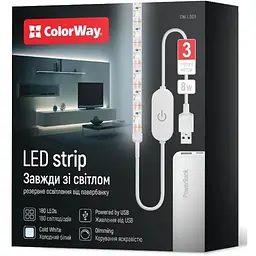 Світлодіодна стрічка ColorWay LED  3м з живленням від USB (CW-LD03)