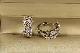 Сережки Xuping Jewelry Фієрія з різнокольоровими каменями 1,5 см сріблясті