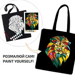 Набір для творчості Rosa екосумка-розмальовка, чорна, Неоновий лев 38х42см (4823098539759) - мініатюра 3