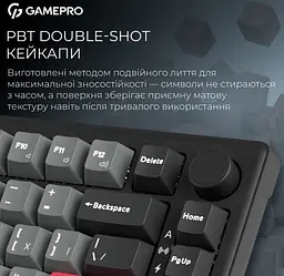 Механічна ігрова клавіатура GamePro MK-266-BK Asgard Yord Keychron Super Red Switch Bluetooth 5.2/2.4 ГГц/USB Black - мініатюра 12