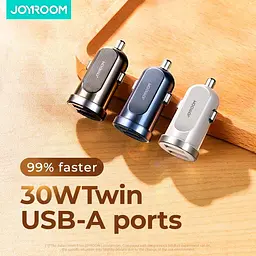 Адаптер автомобільний JOYROOM Mini dual-port Smart car charger C-A09 2USB 5A 30 W - мініатюра 2