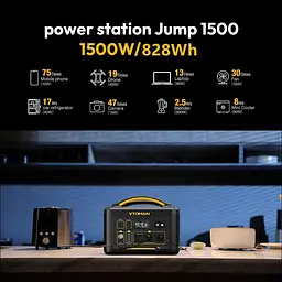 Зарядна станція Vtoman Jump 1500X / 1500 Вт / 828 Вт/ч / LiFePO4 (Jump 1500X) UA - мініатюра 6