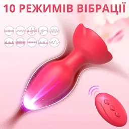 Анальна пробка I’MCUM Rose Plug з Пультом управління 10 режимів вібрації Червона (7970379617695) (IM-RosePlug_red) - мініатюра 3