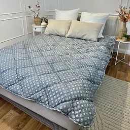 Ковдра двоспальна стьобана зимова з холофайбера Leri Max 21517 175х210 см сіра