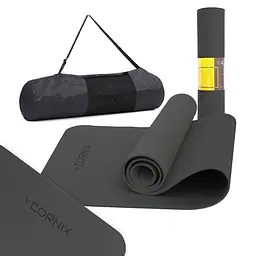 Килимок спортивний Cornix TPE 183 x 61 x 0.6 см для йоги та фітнесу XR-0350 Black - мініатюра 2