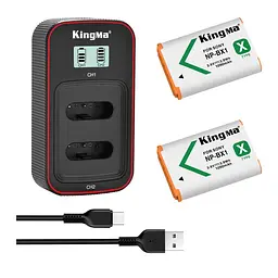 3-Pack KingMa Sony NP-BX1 (2 АКБ KingMa NP-BX1 та 1 ЗУ на дві батареї)