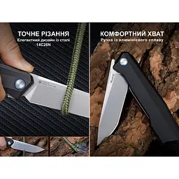 Ніж складаний туристичний Ruike P166-AB, (9.2 см) 14C28N / Aluminum чорний - мініатюра 11