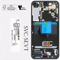Дисплей Samsung S901 Galaxy S22 5G чорний, Amoled, оригінал, сервісне пакування, з рамкою, Phantom Black, GH82-27520A