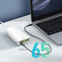 Зарядний пристрій адаптер 6 портів Ldnio A6573C 5 USB + 1 Type-C 65 ВТ - мініатюра 7