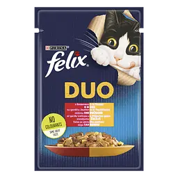 Вологий корм для котів Felix Fantastic Duo з яловичиною та птицею 2.21 кг (26 шт. х 85 г) - мініатюра 2