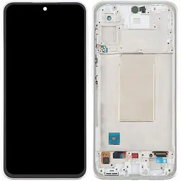 Дисплей Samsung A366 Galaxy A36 чорний, Amoled, оригінал Assembled, з рамкою білого кольору, White