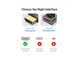 Адаптер Vention HDMI 270 Degree Male to Female Adapter HDMI Black (AINB0) - мініатюра 5