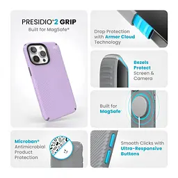 Чохол протиударний Speck Presidio2 Grip MagSafe для Iphone 15 Pro (6.1") Soft Lilac 150563-3207 - мініатюра 5
