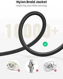 Кабель Ugreen AV112 3.5 мм Male to 3.5 мм Male Cable Gold Plated Metal Case with Braid 0.5 м Black () - мініатюра 6