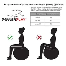 М'яч для фітнесу PowerPlay 4001 із насосом 75 см сріблястий (10677) - мініатюра 7
