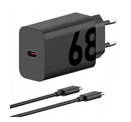 Зарядний пристрій Motorola TurboPower MC682N 68 W Black GaN Fast USB-А + кабель Type-C