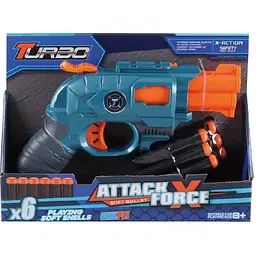 Іграшковий пістолет Turbo Attack Force з подвійним дулом та м'якими набоями 6 шт. (ВТ326) - мініатюра 2
