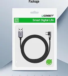 Кабель UGREEN USB-A to Angled USB-C Huawei SuperCharge Cable 2m Dark Gray (60776) - мініатюра 7