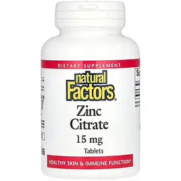 Дієтична добавка Natural Factors Zinc Citrate 15 мг 30 таблеток