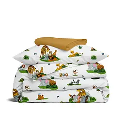 Дитяча постільна білизна в ліжечко ZOO ANIMALS CS3, зелений (AnimalsZooRestLawn_16Mustard_140)