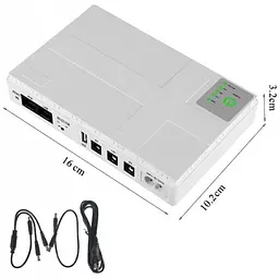 ДБЖ UPS для роутера DC1018P 12V/ 9V/ 5V 10400 mAh 18W для пристроїв постійного струму DC білий - мініатюра 3