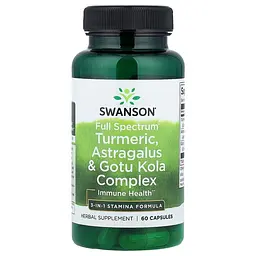 Трав'яний комплекс Turmeric, Astragalus & Gotu Kola Full Spectrum, 60 капсул Swanson vit0004301
