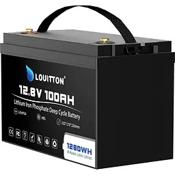 Літій-залізо-фосфатний акумулятор Louitton-128100 12.8V 100Ah 1280Wh LiFePO4 - мініатюра 2