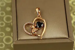 Кулон Xuping Jewelry серце коали з чорним каменем 2,2 см золотистий