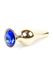 Анальна пробка - Jewellery Gold Long Plug Dark Blue - мініатюра 3