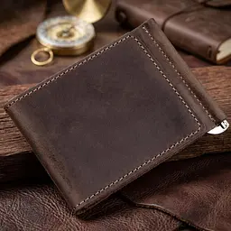 Солідний шкіряний затискач для грошей Grande Pelle 11197 коричневий - мініатюра 3