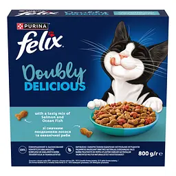 Сухий корм Felix Doubly Delicious для дорослих котів з лососем, океанічною рибою та буряком 800 г - мініатюра 2