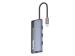 Мультипортовий адаптер ColorWay USB-C to 3xUSB-A 3.0 HDMI 4K RJ-45 USB-C PD 100W Dark Grey (CW-HUB02)