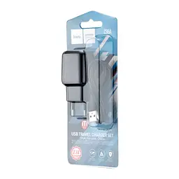 Мережевий зарядний пристрій Hoco C96A single port charger set ( iP ) ( EU ) Чорний - мініатюра 2