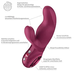 Вібратор-кролик Fun Factory MISS BI Wine Red, 2 незалежні мотори, діаметр 4,2 см - мініатюра 8