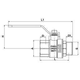 Кран кульовий Roho R201-150B - 1 1/2" RO0099 - мініатюра 2