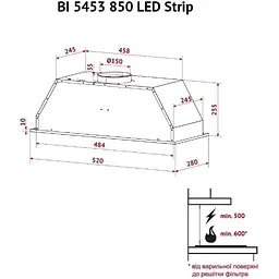 Витяжка вбудована Perfelli BI 5453 WH 850 LED Strip - мініатюра 11