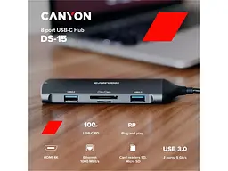 Мультипортовий адаптер Canyon 8 port USB-C Hub DS-15 (CNS-TDS15) - мініатюра 3
