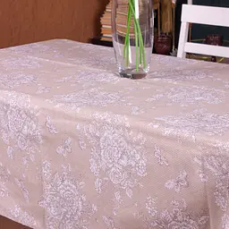 Скатертина MirSon №207 Cream flowers 220х130 см рогожка кремова - мініатюра 2