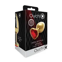 Анальна пробка Ouch! Heart Gem Butt Plug M, 7.1 см (золотистий) - мініатюра 7
