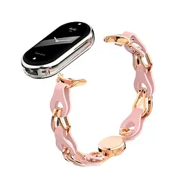 Металевий ремінець для Xiaomi Smart Band 10/9/8, Chain Wristband, рожевий, браслет з нержавіючої сталі та штучної шкіри для фітнес-трекера, ArmorStandart (ARM86888) - мініатюра 2