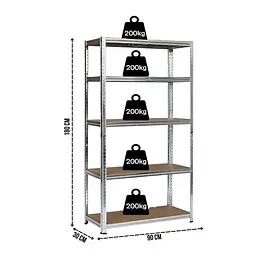 Стелаж LEOBRO Premium 180 х 90 х 30 см, 200кг/полиця, 5 полиць (LB-R105) - мініатюра 3